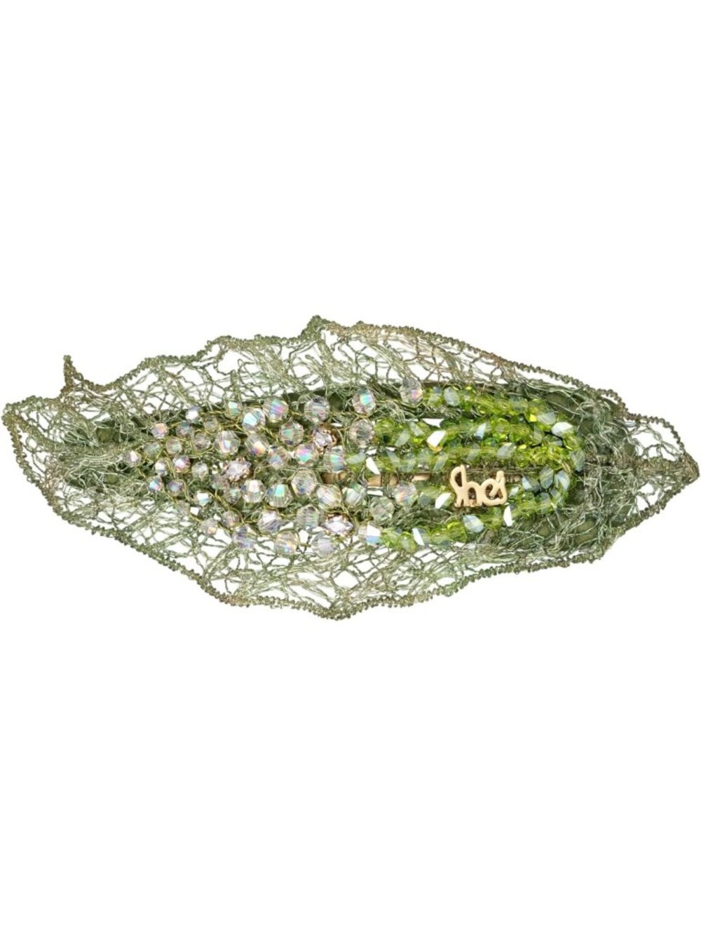 Hand-Beaded Green Leaf Hair Clip for Women | Sparkling Crystal Hair Accessory